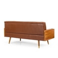 thumbnail image 4 of Noble House Marcel Faux Leather Tufted Sofa, Cognac Brown, 4 of 11