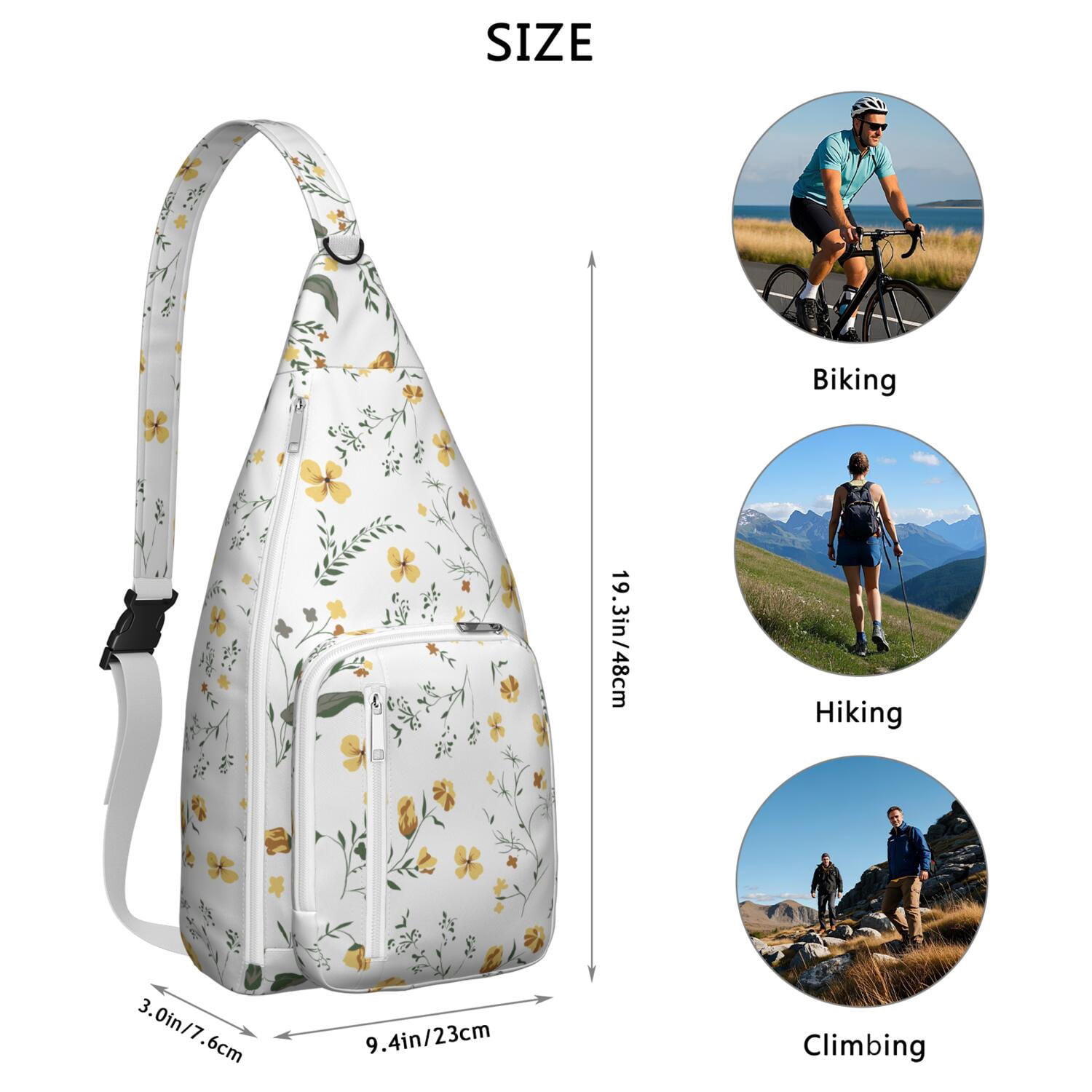 Durable Breathable Sling Bag with Sunflower Pattern for Tactical Use