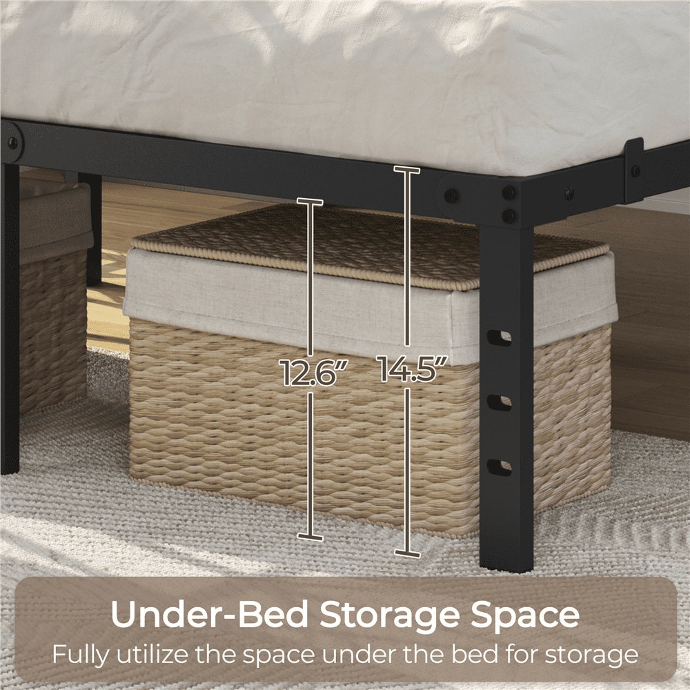 Alden Design Full Size 14'' Metal Platform Bed Frame, Black