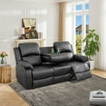 thumbnail image 4 of Gewnee Black 2-Piece Living Room Recliner Sofa Set,Air Leather Upholstery with Console & Cup Holders, 4 of 16