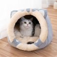 thumbnail image 3 of Cat Hut Cat Hut Mascotas Cama para Perros Desmontable Suave y cálida Cama para Perros y Gatos con Cojines de Franela Casa Cueva para Gatos Cama para Conejos (Gris) S oso de fresa Electrónica, 3 of 4