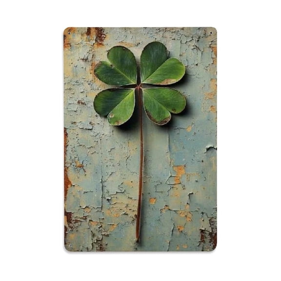 Four-Leaf Clover Tin Sign Vintage Metal Poster Living Room Bar Man Cave Home Wall Art Decor 8x12inch