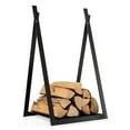 thumbnail image 1 of Patiojoy 16" Triangle Fireplace Rack Decorative Log Storage Holder w/ Raised Base Heavy-Duty Steel Frame & Solid Base, 1 of 9
