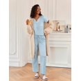 thumbnail image 3 of Ekouaer 2 Piece Womens Pajamas Short Sleeve Top and Long Pants Pjs Set Printed Sleepwear with Pocket Valentine's Day Party, 3 of 6