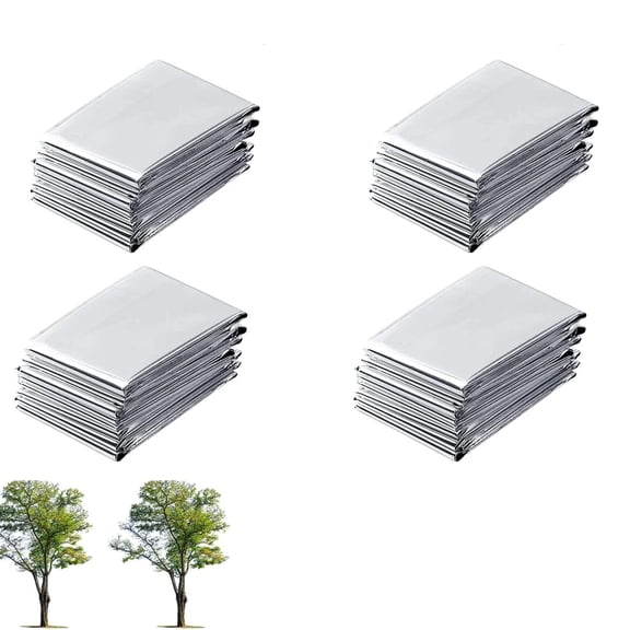 Silver Reflective Mylar Film Tutuviw 4 Pack Garden Greenhouse Covering Foil Sheets Insulation Blankets for Grow Room Plant Growth Outdoor Survival Camping First Aid (83 x 63 Inch)