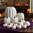 thumbnail image 3 of Coollooc Artificial Pumpkins, 14Pcs White Fake Pumpkins Assorted Pumpkins Large Faux Harvest Pumpkins for Autumn Thanksgiving Halloween Seasonal Holiday Decor Decoration(White), 3 of 7