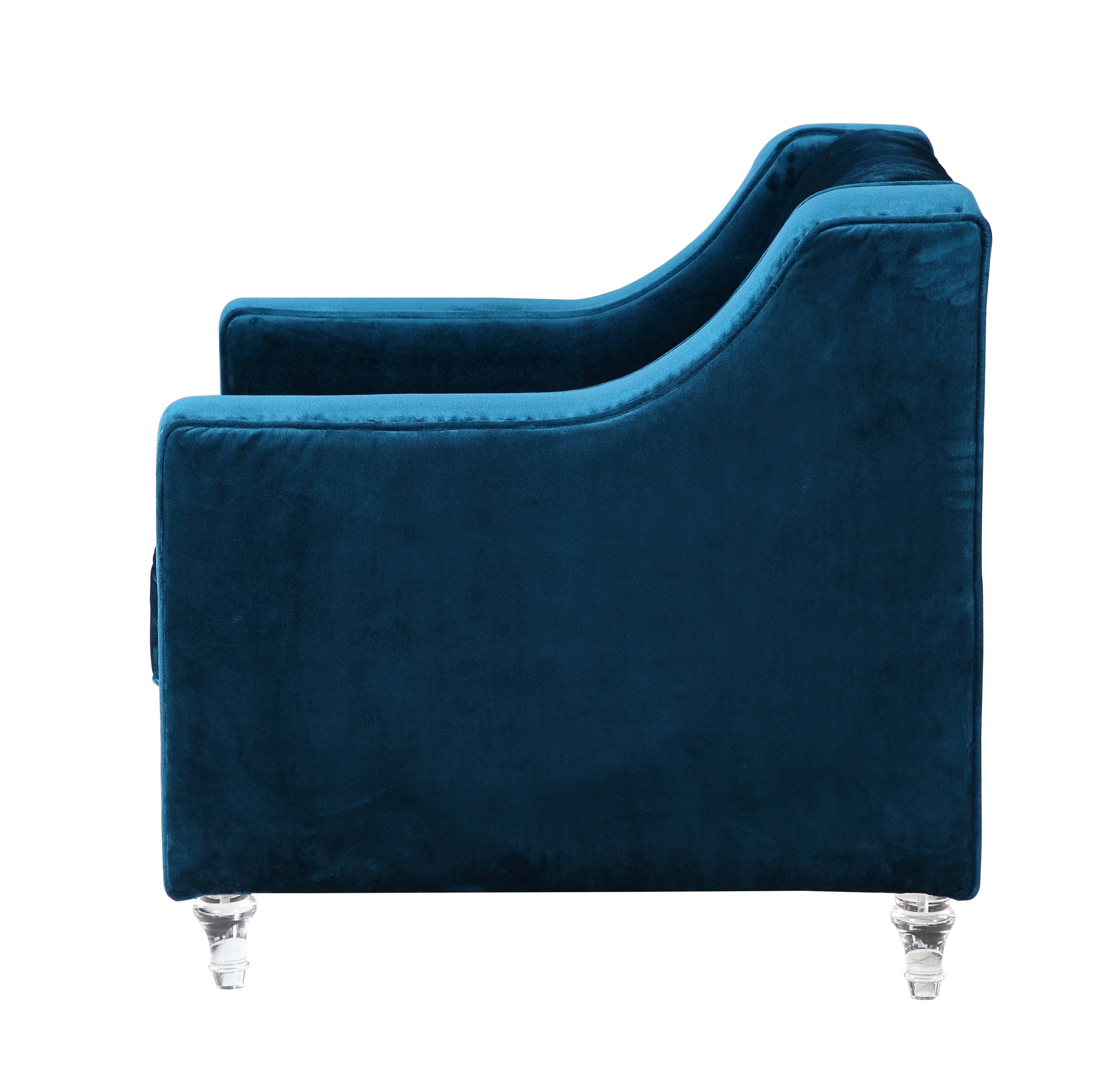 Chic Home Berry Velvet Modern Contemporary Button Tufted with Gold Nailhead Trim Round Acrylic Feet Club Chair, Navy Blue