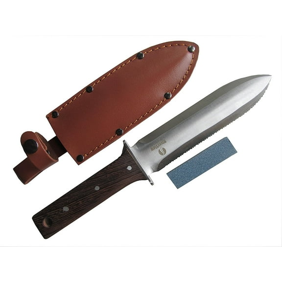 Hori Hori Japanese Garden Knife - SS - Riveted Leather Sheath - Sharpening Stone - Riverview Enterprise