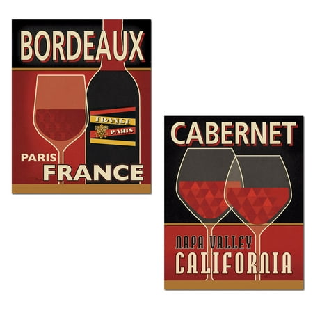 Retro-Style Paris Bordeaux and Napa Cabernet Wine Prints by Pela Studio; Kitchen Decor; Two 11x14in Paper (Best Napa Cabernet Under $20)
