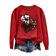 thumbnail image 4 of Uootdi Heart Printed Sweatshirts for Women Funny Love Heart Letter Print Graphic Long Sleeve Shirts Crewneck Pullover Top Holiday Pullover Outfits Gift, 4 of 6