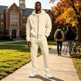 thumbnail image 4 of Domuza Full‑Zip Hooded Sweatshirt and Straight‑Leg Sweatpants Set for Men, 2‑Piece Pullover Sweatsuit, Relaxed‑Fit Athletic Casual Outfit with Pockets, 4 of 5