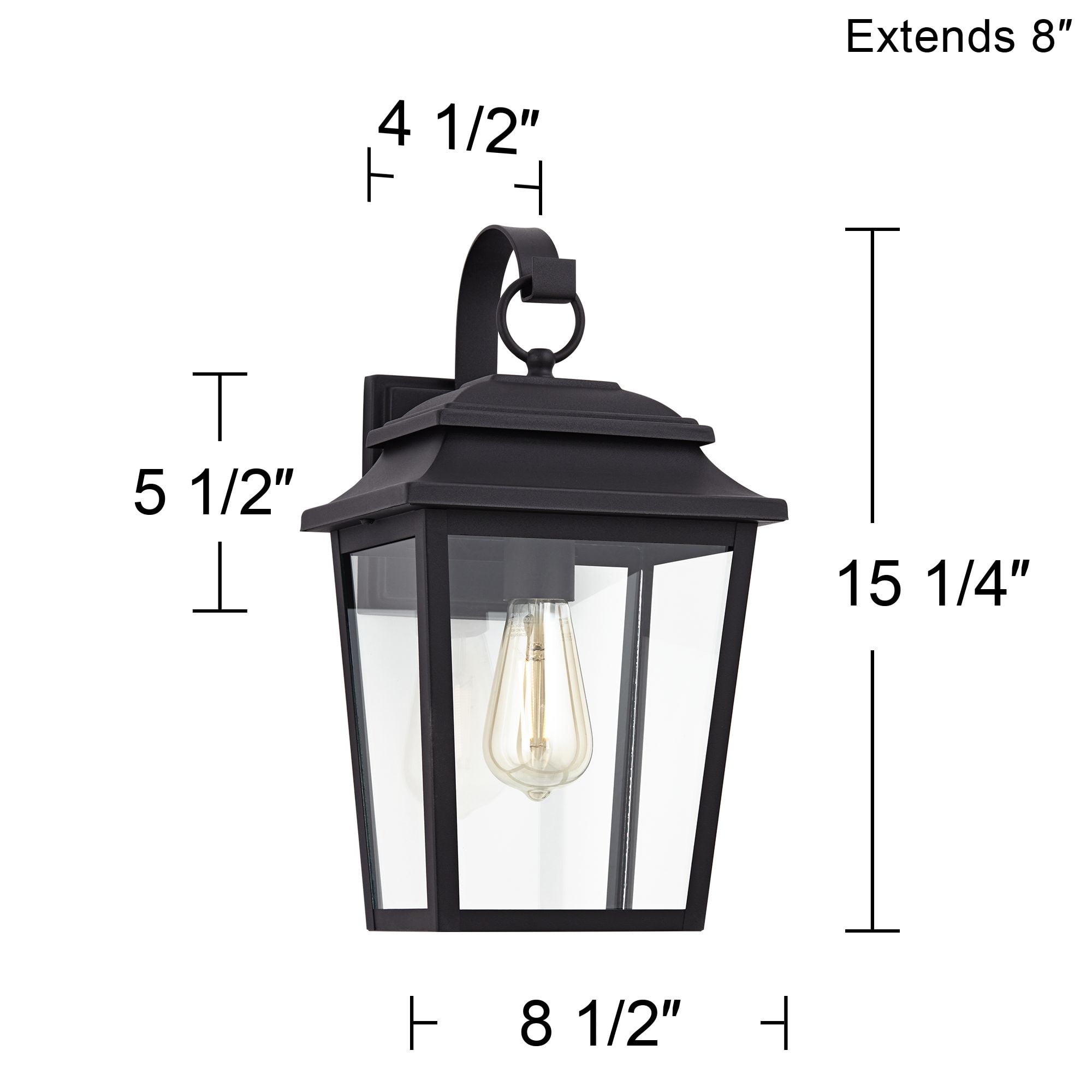 John Timberland Bellis Verde Rustic Outdoor Wall Light Fixture Texturized Black 15 1/4" Clear Glass for Post Exterior Barn Deck House Porch Yard Home