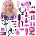 thumbnail image 1 of Pretend Play Toys,Pretend Play Toy for Girls,Doll Head for Hair Styling Doll Head for Girls Hair Styling Deluxe Hairstyle Hair Makeup Doll Toys Hairdresser Pretend Play Game Hair Styling Head Kit, 1 of 5