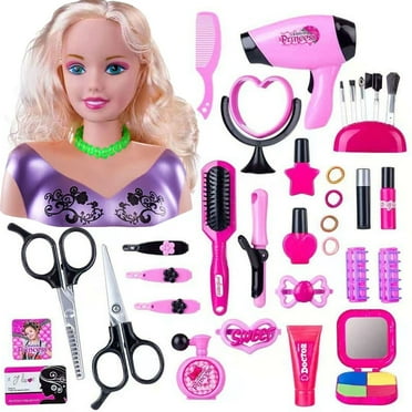 Todays Clearance Deals Prime! Hair Styling Doll Head for Girls – Deluxe Hairstyle and Makeup Doll, Pretend Play Hairdresser Kit, Hair Styling Head for Kids, Beauty Play Doll Set Sales Today Clearance!