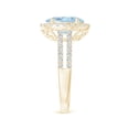 thumbnail image 3 of ANGARA Natural Oval 2.2 ct Aquamarine Split Shank Halo Ring with Diamonds in 14K Yellow Gold for Women (Size-10x8mm) | March Birthstone, Anniversary, Jewelry Gift for Women | Natural Aquamarine Ring, 3 of 9