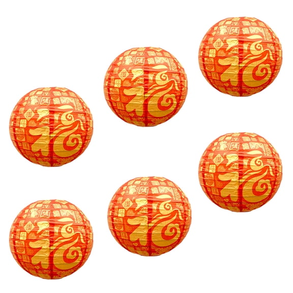 LOLIPPYY 6-Pack Chinese New Year Ceiling Decorations Round Paper Lanterns Traditional Red Chinese Style Festival Decor