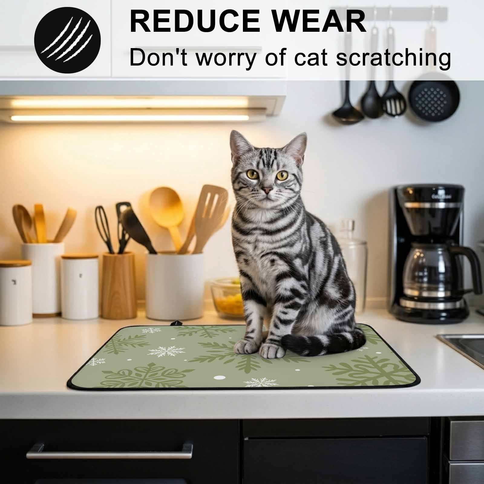 Sage Green Christmas Stove Top Cover for Electric Stove, Heat-proof & Non Slip Glass Top Stove Cover Protector, Winter Xmas Snowflakes Textured Kitchen Flat Cooktop Rubber Mat 24x21 Inches