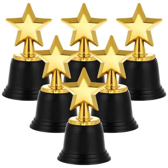 6 Pcs Star Trophy Awards Plastic Trophies Party Favors Kid Classroom School Reward Sports Tournament Winning Prize Game Event Props