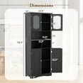 thumbnail image 4 of Giantex 58.5" Tall Bathroom Cabinet, Freestanding Storage Cabinet w/Tempered Glass Doors, Narrow Storage Organizer, Black, 4 of 9