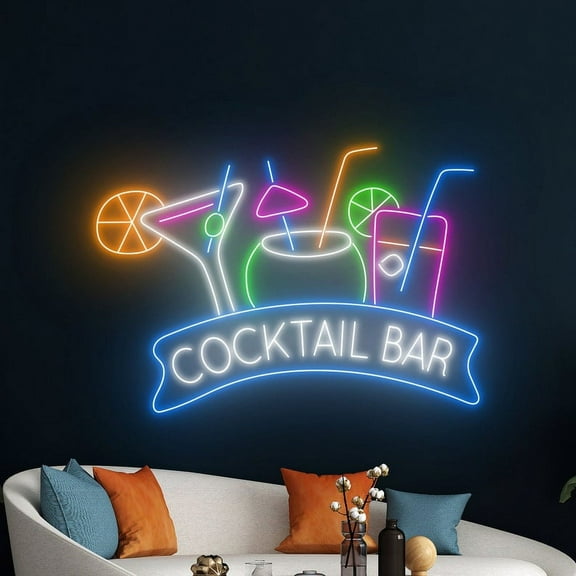 Handmadetneonsign Cocktail Bar Neon Sign, Bar Logo LED Light, Juice Fresh Fruit Neon Light