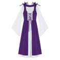 thumbnail image 4 of iixpin Victorian Maiden Pioneer Halloween Dress-up for Girls Medieval Bell Sleeve Maxi Dress Gown Purple 14, 4 of 7