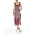 thumbnail image 2 of MINKPINK Womens Burgundy Fishnet Midi Spaghetti Strap V Neck Tea Length Shift Dress S, 2 of 2