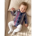 thumbnail image 5 of Baby Boy Cowboy Romper Shirt Button Down Lapel Neck Long Sleeve  one-piece  Western Clothes, 5 of 9
