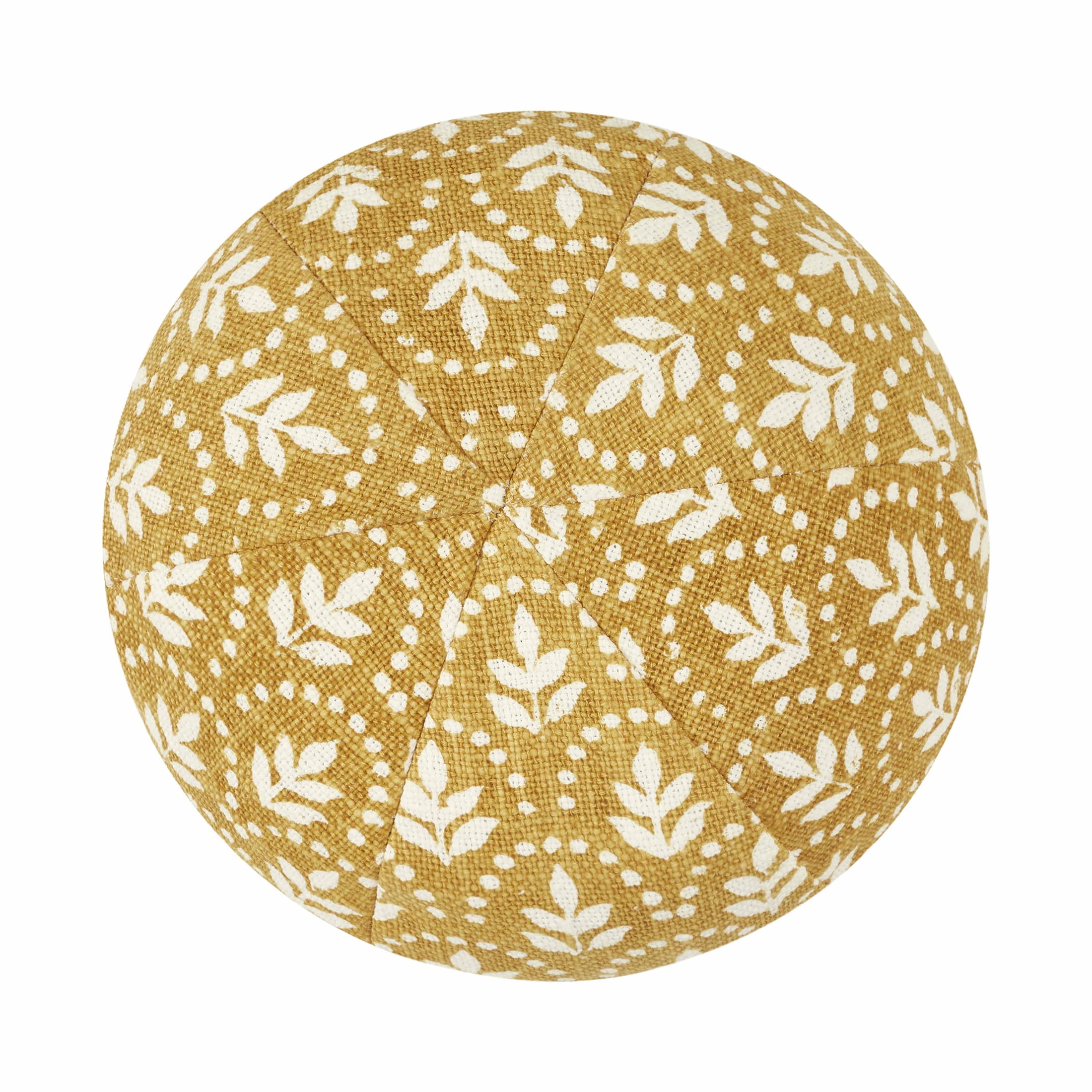 Beautiful 11" Amber Yellow Block Print Round Decorative Pillow by Drew Barrymore