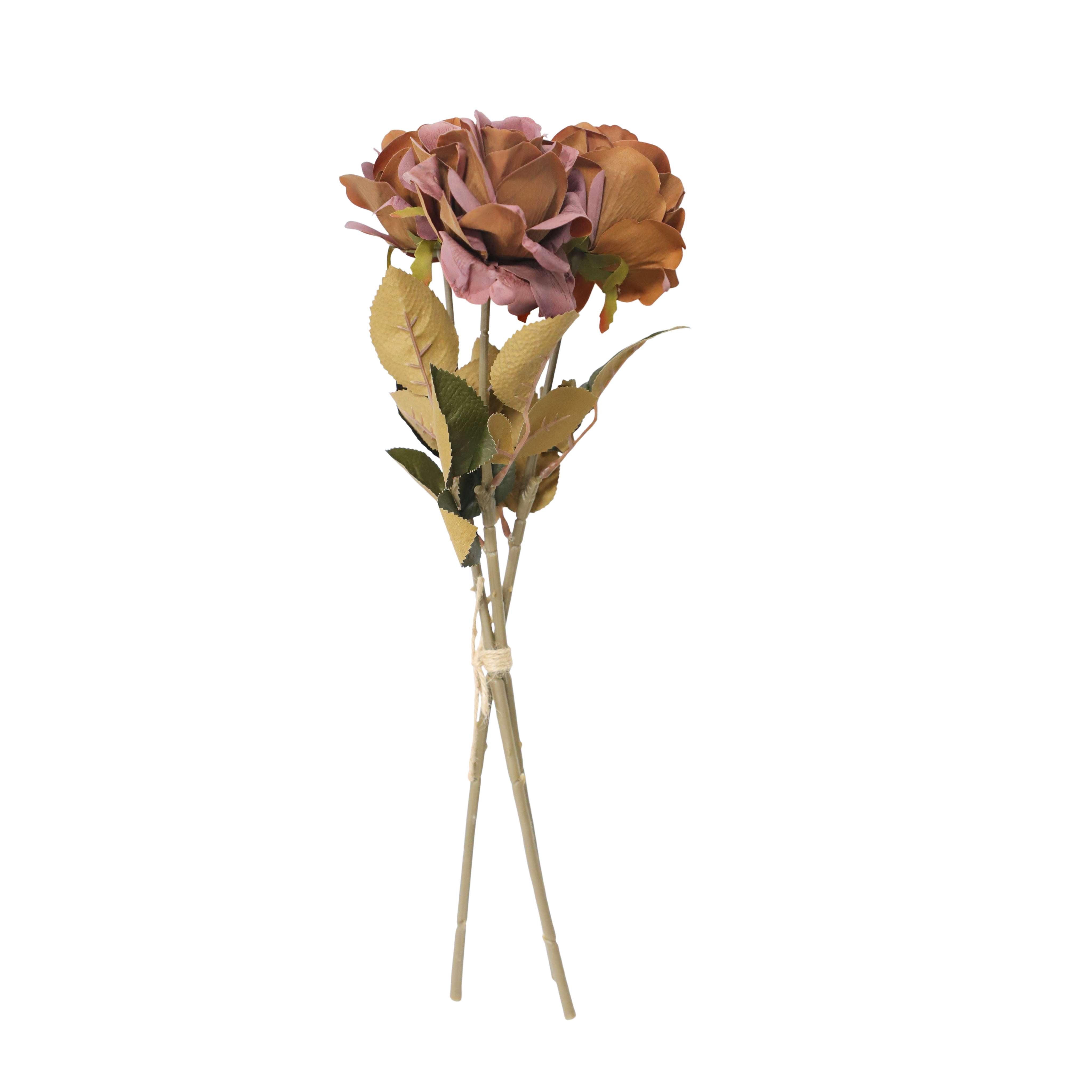 My Texas House Fall Faux Rose Bundle, Light Brown, 20"