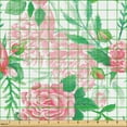 thumbnail image 2 of Ambesonne Floral Fabric by the Yard Upholstery, Roses Vintage Fashion Plot, 3 Yards, Soft Pink and Reseda Green, 2 of 5