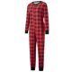 thumbnail image 3 of Conjunto de pijamas navideños familiares a juego, estampado a cuadros, manga larga, botones, mono largo para las fiestas., 3 of 10