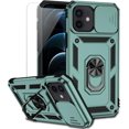 thumbnail image 1 of KOMI for iPhone 12 Mini Case with Camera Lens Cover HD Screen Protector, Dual Layer Military Grade Drop Protection Magnetic Ring Holder Kickstand Protective Phone Case for iPhone 12 Mini 5.4 inch, 1 of 5