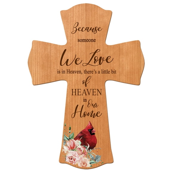 Memorial Wooden Wall Cross 8x11 Cardinal Bereavement Gift for Loss on Loved One – Little Bit Of Heaven