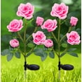 thumbnail image 2 of SHIKAN Solar Powered Rose Light, Decorative Flower Garden Lights Waterproof, Christmas Landscaping for Patio Decor, Floral Outdoor Stake Lights, Pathway Lights for Lawn Backyard Walkway, Pink, 2 of 8
