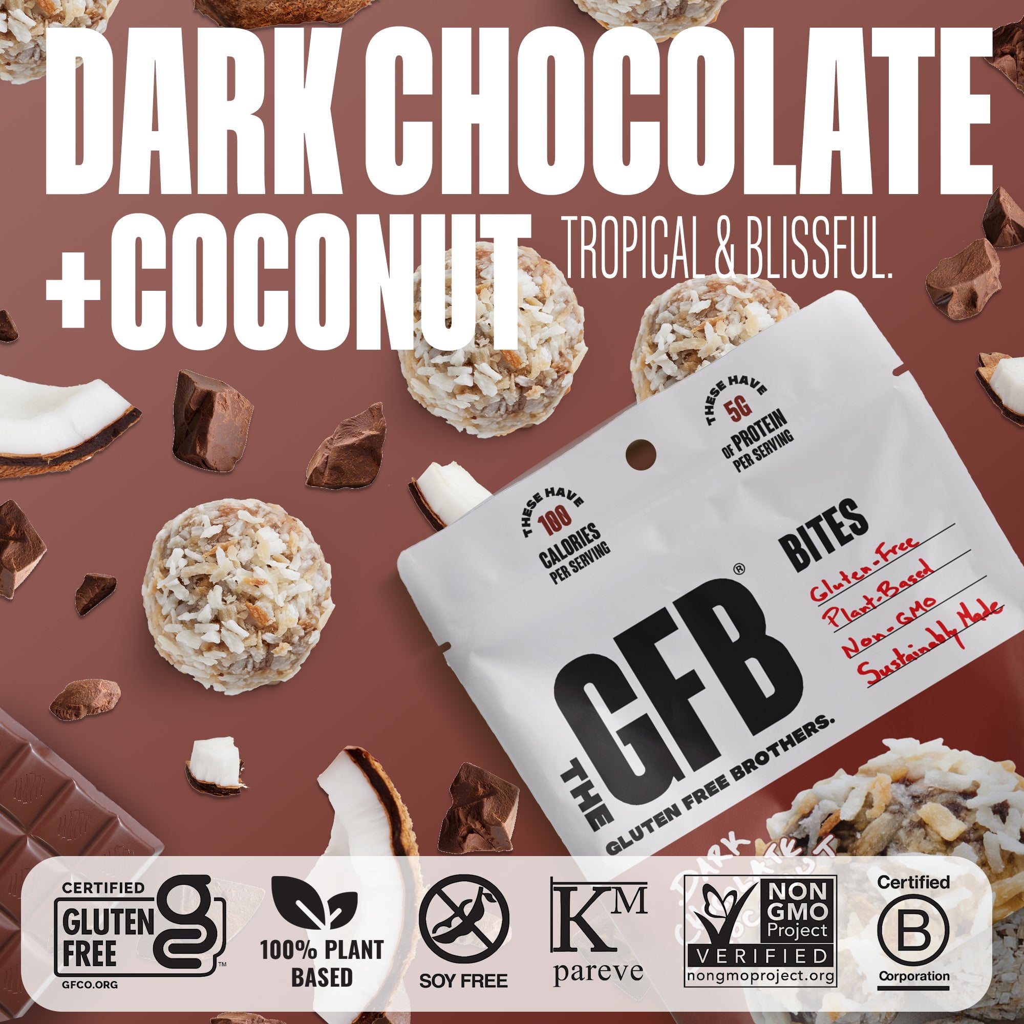 (Pack Of 6) The Gfb Bites Dark Chocolate Coconut 4 Oz