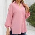 thumbnail image 3 of Blusa Con Cuello En V, Blusa Casual De Gasa Para Mujer, Transpirable, Cómoda, Manga De Linterna, Un Solo Pecho Para Oficina Para Vacaciones Amonsee Otros, 3 of 5