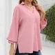 thumbnail image 3 of Blusa Con Cuello En V, Blusa Informal De Manga Farol De Gasa De Color Puro Para Mujer Cómoda Para Mujer Para Oficina Para Vacaciones EOTVIA Rosa S, 3 of 5