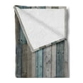 thumbnail image 2 of Rustic Soft Flannel Fleece Blanket, Image of Blue Grey Grunge Wood Planks Barn House Door Nails Country Life Theme Print, Cozy Plush for Indoor and Outdoor Use, 70" x 90", Grey Blue, by Ambesonne, 2 of 5