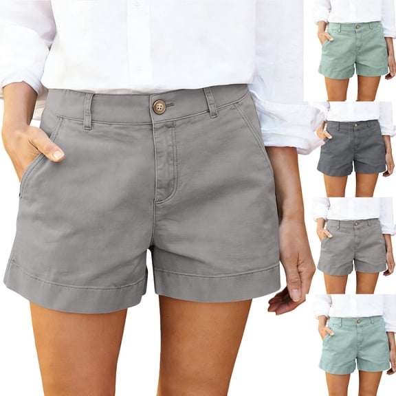 Bermuda Shorts for Women Summer Cargo Shorts Mid Rise Mini Length with Pockets and Belt Loops Hiking Travel Clothes, 2XL