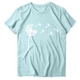 thumbnail image 3 of Puntoco Mujeres Casual Carta Impresión Mangas Cortas O-Cuello Camiseta Suelta Blusa tops Puntoco Puntoco-3291, 3 of 5