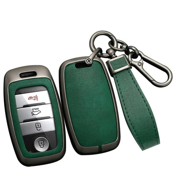 Key Fob Protector Fit for Kia Key Remote ,Smart Remote Car Key Case Fit for Kia,Metal and Leather Key Cover for Forte Koup NIRO Optima Rio Sorento Soul