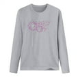 thumbnail image 3 of Oiangi Breast Cancer Awareness Shirts for Women Pink Ribbon Long Sleeve Crewneck Tops Fall Casual Tee Support Survivor Gray XL, 3 of 3