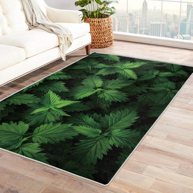 Leaves Rugs for Living Room Bedroom Entryway - Leaf Rug 2x3 - Plant Carpet for Home Decor - Washable Non Slip Patterned Indoor Small Area Rug - Soft & Low Pile (ZN&284)