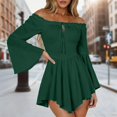 thumbnail image 2 of Womens Halloween Pirate Dresses Off Shoulder Bell Sleeve Mini Dress Irregular Hem Renaissance Costume Spooky Festival Party Wear Outfits, 2 of 6