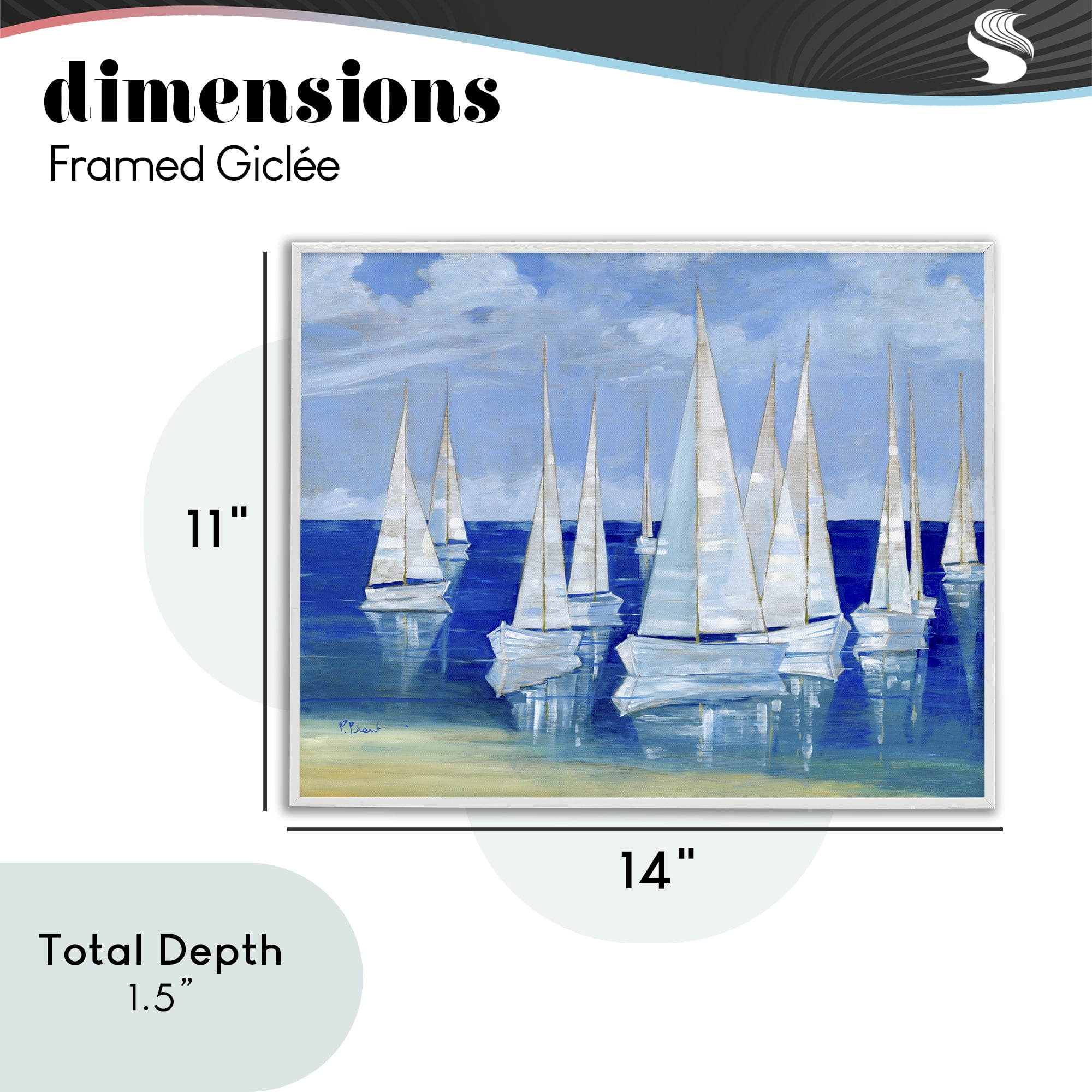 Stupell Industries Blanco Beach Sailboats White Framed Giclee Art, design by Paul Brent