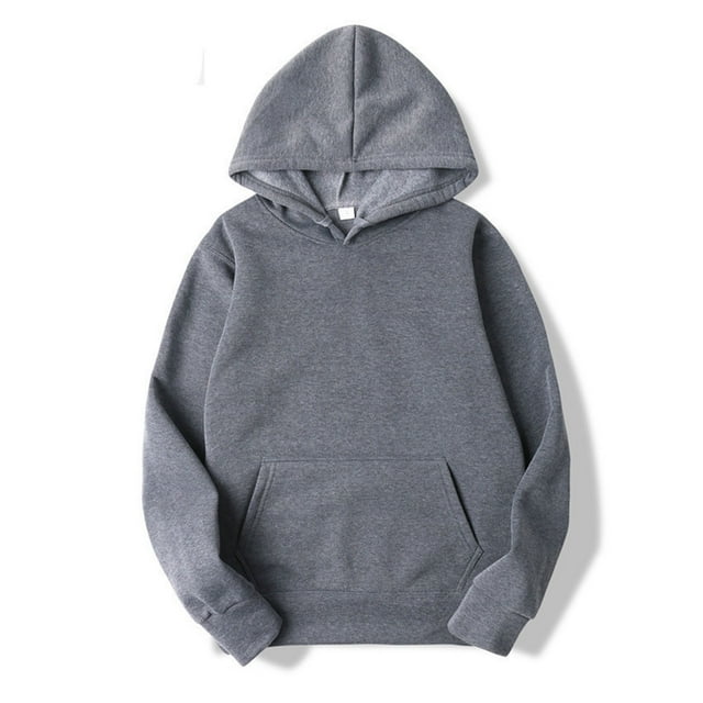TiaoBug Men's Basic Hooded Long Sleeve Drawstring Hoodie Sweatshirt Casual Solid Color Pullover Tops Dark Gray XL