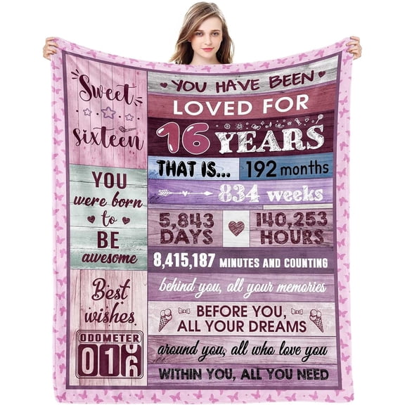 LHSHID Sweet 16 Gifts for Girls 16 Year Old Girl Birthday Gift Ideas 16th Birthday Gifts for Girls Gifts for 16 Year Old Girl Sweet 16 Party Decorations Throw Blanket 30"x40"