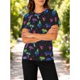 thumbnail image 5 of Women's Casual Crewneck T-Shirts Short Sleeve All-Over Psychedelic Neon Summer Tee Shirts, 5 of 6