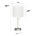 thumbnail image 3 of Creekwood Home 19.5" Oslo Contemporary Bedside Duo, Brushed Steel Table Lamp Two Pack Set with USB Port, White Shades, 3 of 8