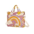 thumbnail image 7 of FORMRS Womens Corduroy Tote Bag Crossbody Shoulder Handbag with Pocket, Purple Retro Rainbow, 7 of 7